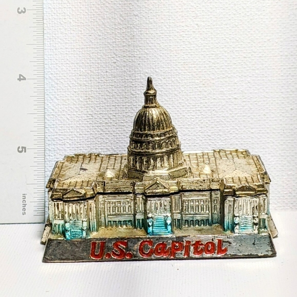 Vintage Trinket Box, U. S. Capitol, Souvenir, Washington DC, Metal, Japan, - Picture 10 of 10